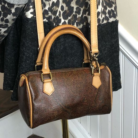 W ETRO MILANO Red Paisley Boston Speedy 20 Mini Bag w/ Crossbody Strap MINT - Picture 16 of 17